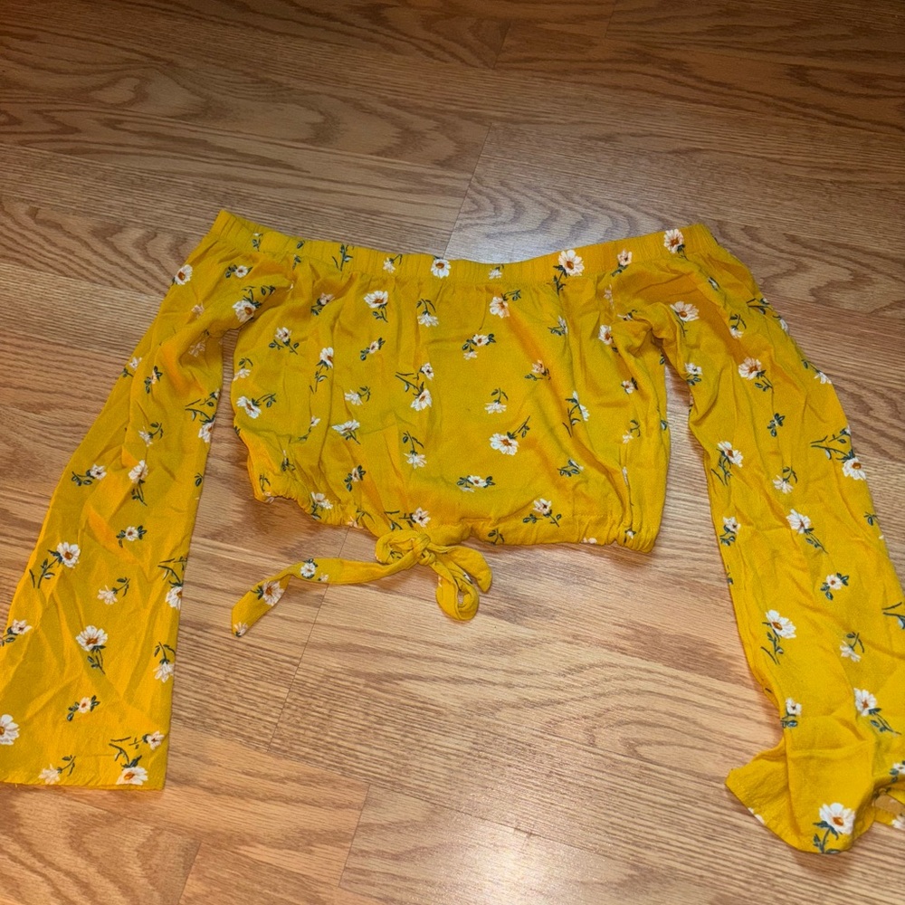 Pacsun Yellow Floral Off-Shoulder Top
